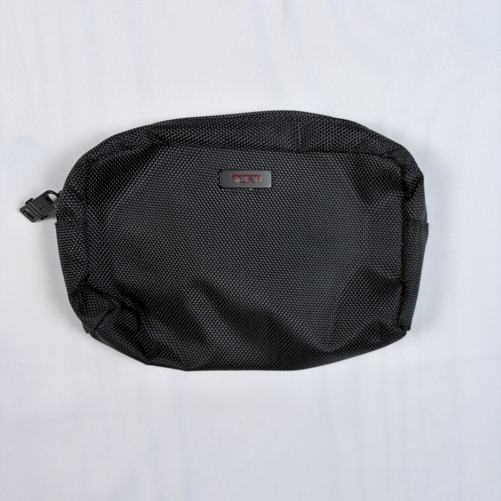Tumi For Delta Black Mesh Travel Toiletry Bag Zipper Pouch 6.5"